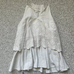 Moon River Womens Linen Flowy Tassel Sleeveless Tank top Size XS